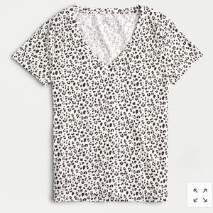 J Crew Vintage cotton V-neck T-shirt leopard print